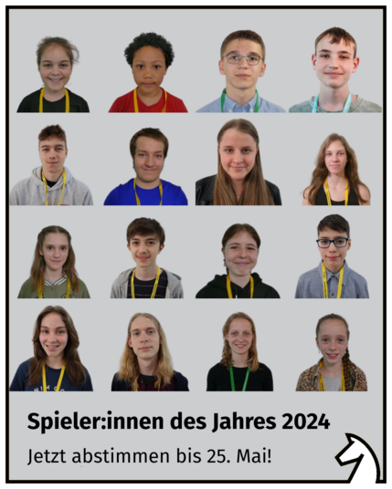 Collage aus Portrait-Fotos der 16 nominierten Spieler:innen