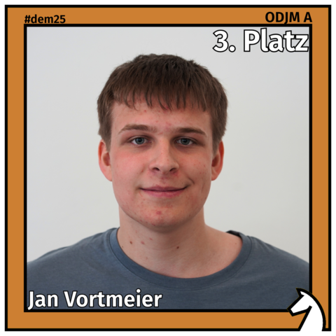 Zu sehen ist die Drittplatzierte der ODJM-A, Jan Vortmeier, in einem bronzenen Rahmen