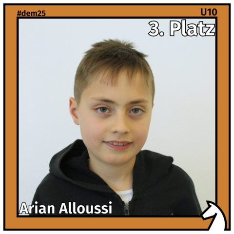 Zu sehen ist die Drittplatzierte der U10, Arian Alloussi, in einem bronzenen Rahmen