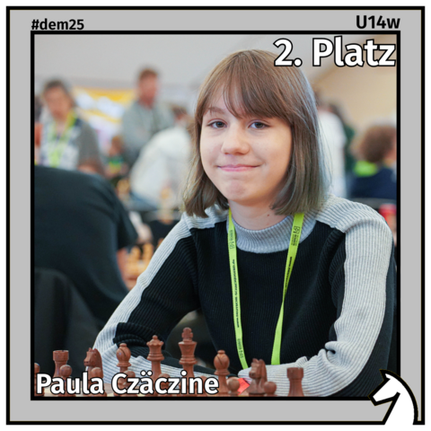 Zu sehen ist die Zweitplatzierte der U14w, Paula Czäczine, in einem silbernen Rahmen