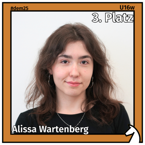 Zu sehen ist die Drittplatzierte der U16w, Alissa Wartenberg, in einem bronzenen Rahmen