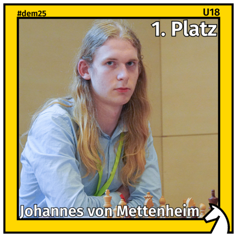 Zu sehen ist der Sieger der U18, Johannes von Mettenheim, in einem goldenen Rahmen