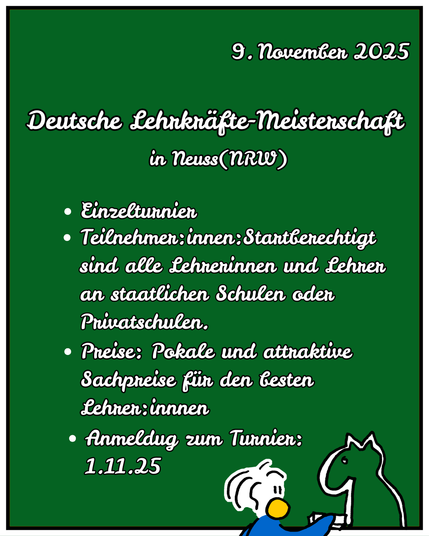 Werbung für die Deutsche Lehrkräfte-Meisterschaft in Neuss.
