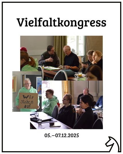 Werbung für den Vielfaltskongress. Er findet vom 05.-07.12.2025. Auf den Bildern ist der Kongress aus dem Jahr 2023 zu sehen.