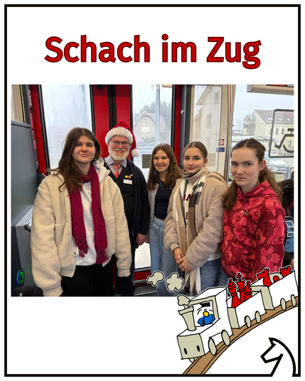 Schach im Zug auf dem Weg zur DVM. Gruppenfoto.