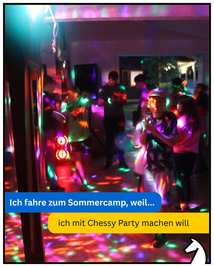 Ich fahre zum Sommercamp, weil ich mit Chessy Party machen will. Werbung fürs DSJ Sommercamp 2026