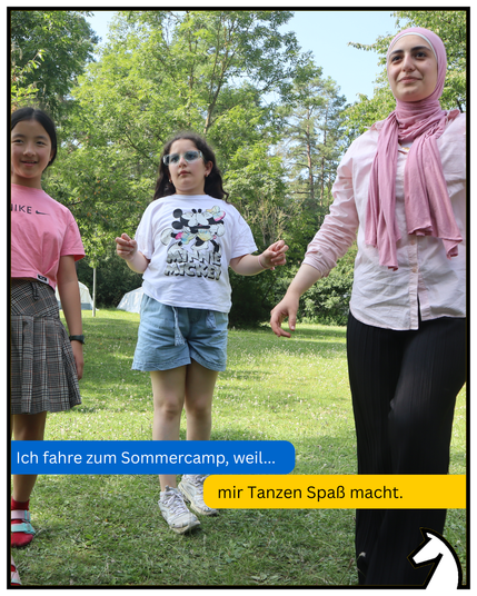 Ich fahre zum Sommercamp, weil mir Tanzen Spaß macht.