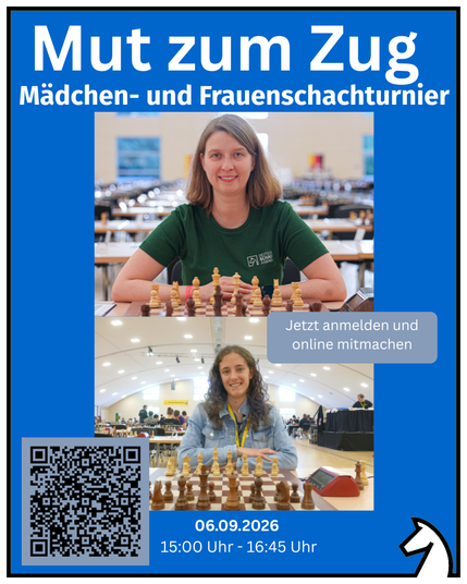 ♟️ Mut zum Zug – Bist du dabei?

Melde dich jetzt für unser „Mut zum Zug“-Mädchen- und Frauenschachturnier an.
